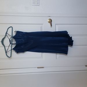 David's Bridal Blue Satin Dress